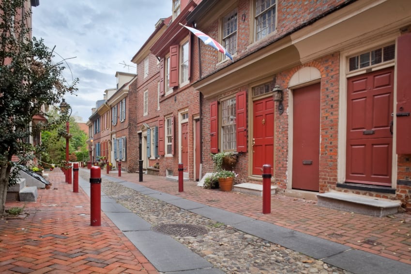 Historic paved street in Philadelphia.