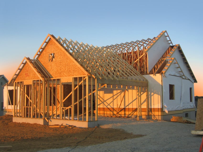 A custom home being built from the ground up.