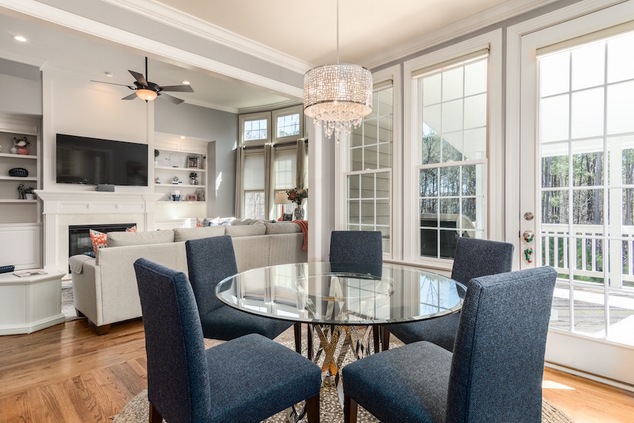 Suburban living and dining room in one of the top Philly communities