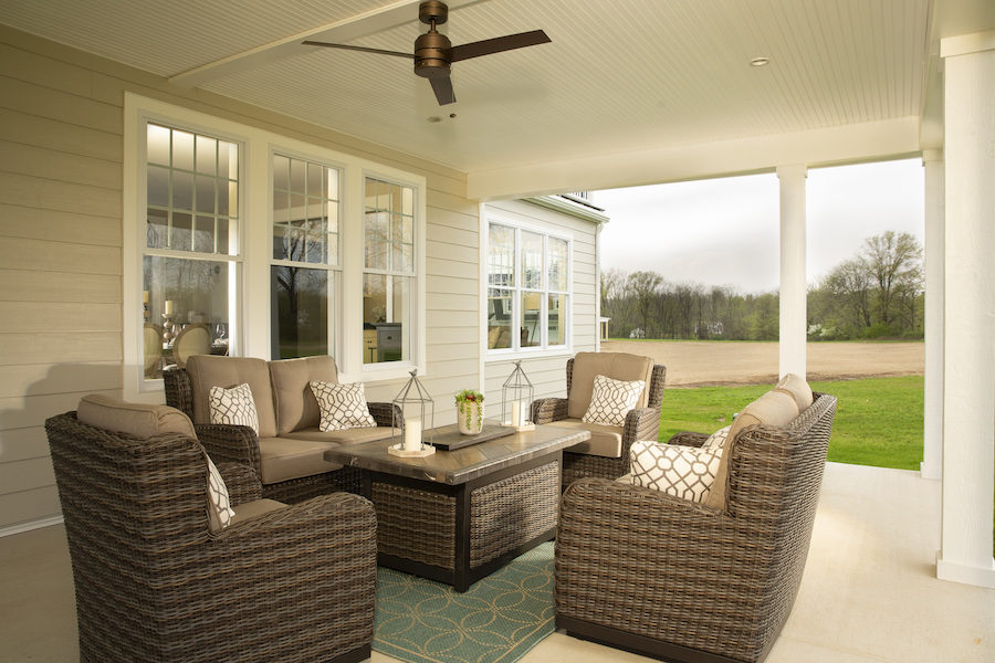 The back porch of a home for sale in Julius Farms.