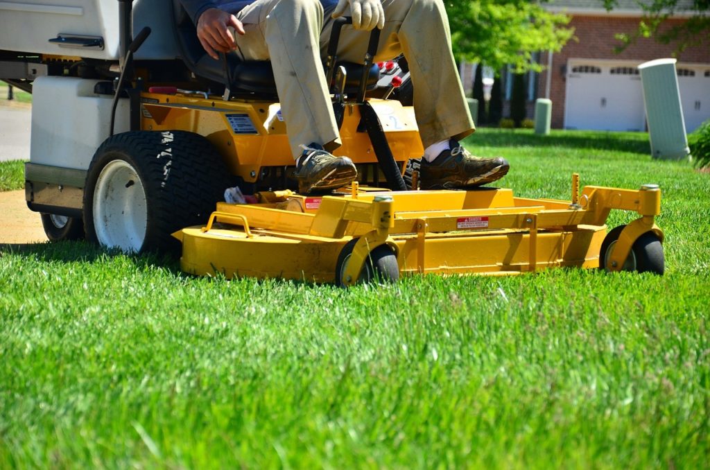 mowing the lawn