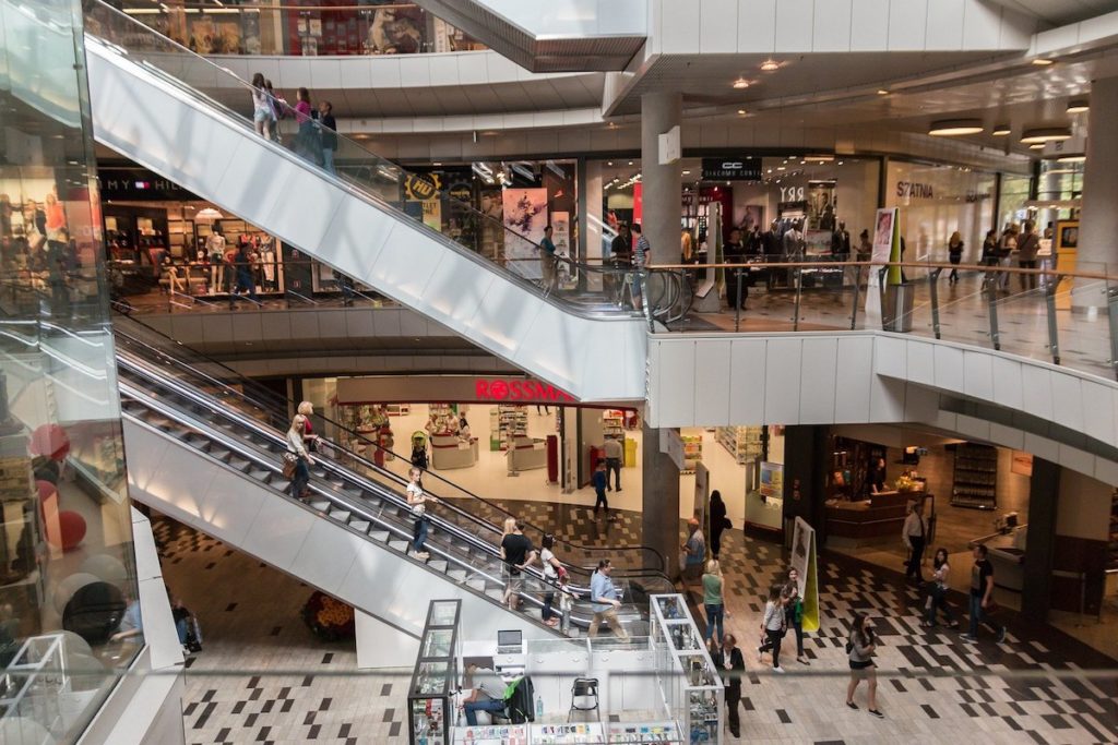 Shoppers in a mall